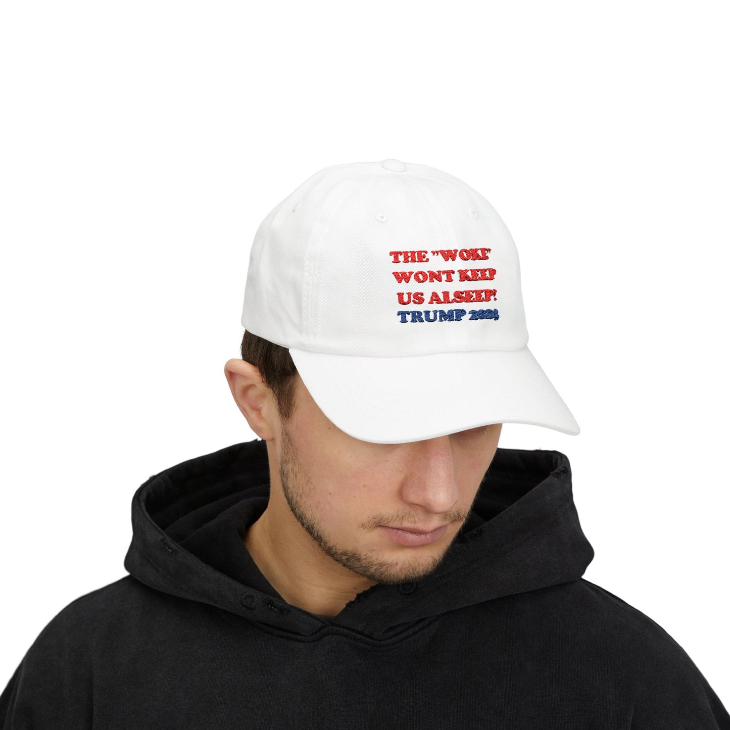Patriotic Dad Cap - 'THE WOKE' WON'T KEEP US ASLEEP! | Trump 2024 Hat
