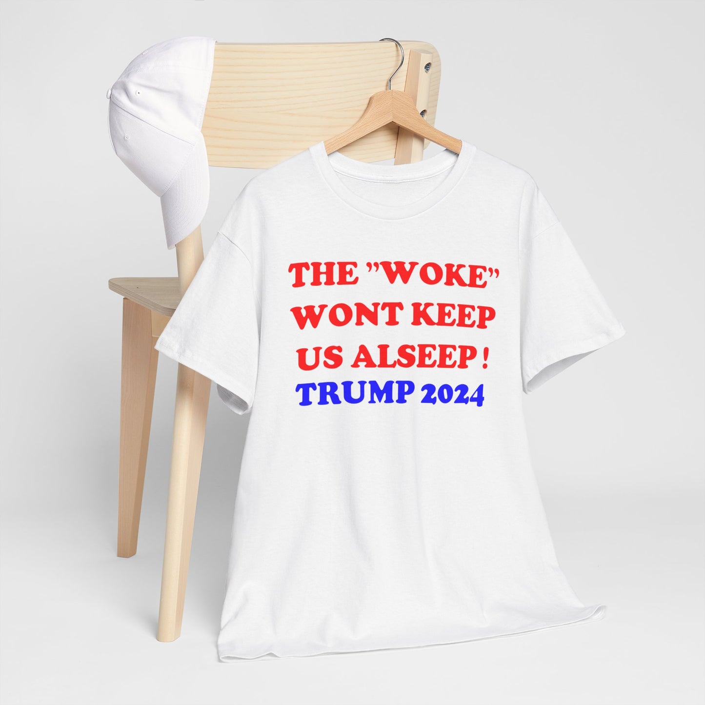 Political Statement Unisex Heavy Cotton Tee - "WOKE" Wont Keep Us Asleep! | I Voted Correct | Trump 2024