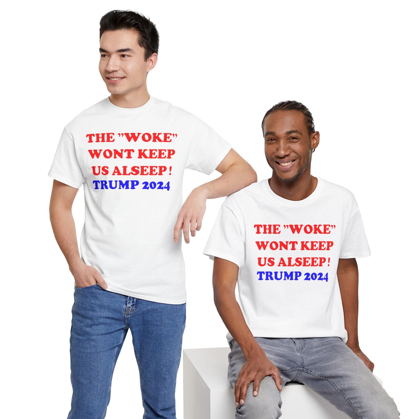 Political Statement Unisex Heavy Cotton Tee - "WOKE" Wont Keep Us Asleep! | I Voted Correct | Trump 2024